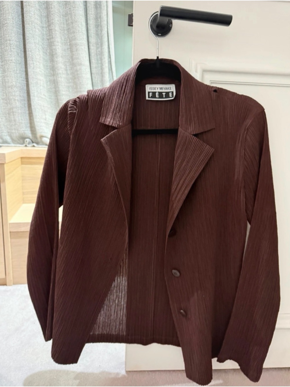 Issey Miyake unisex Deep Brown Pleated Blazer Jacket